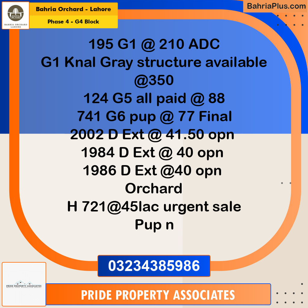 10 Marla Residential Plot for Sale in Phase 4 - G4 Block -  Bahria Orchard, Lahore - (BP-248834)