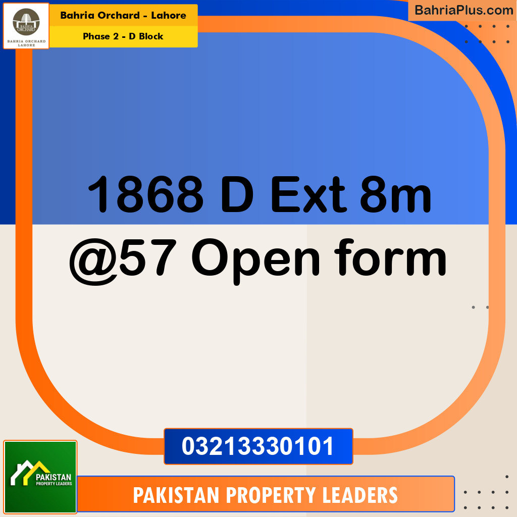 8 Marla Residential Plot for Sale in Phase 2 - D Block -  Bahria Orchard, Lahore - (BP-248843)