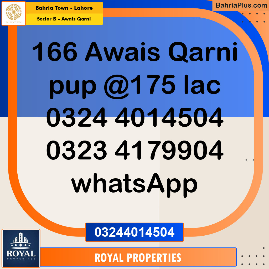 Residential Plot for Sale in Sector B - Awais Qarni -  Bahria Town, Lahore - (BP-248956)