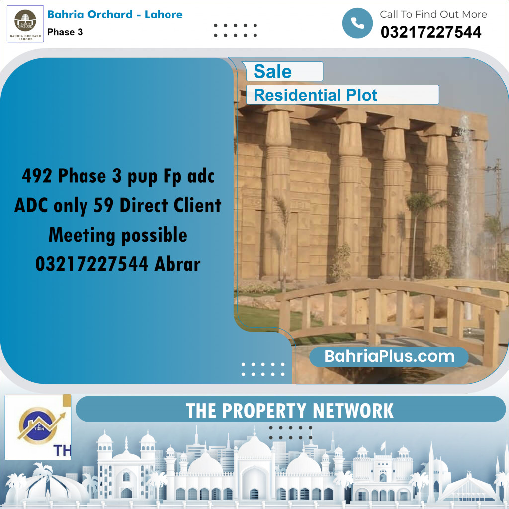 8 Marla Residential Plot for Sale in Phase 3 -  Bahria Orchard, Lahore - (BP-248960)