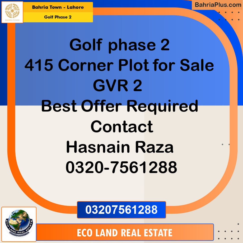 10 Marla Residential Plot for Sale in Golf Phase 2 -  Bahria Town, Lahore - (BP-248972)