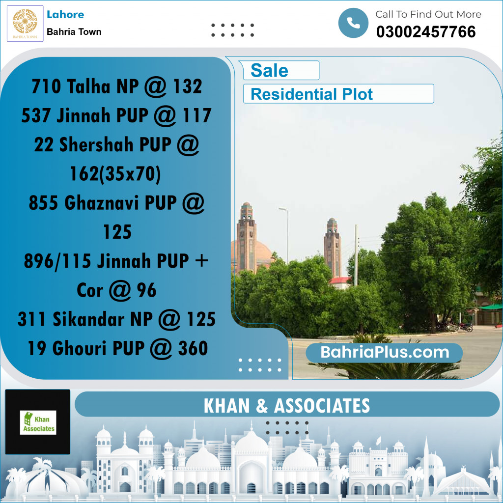 Residential Plot for Sale in Bahria Town, Lahore - (BP-248986)