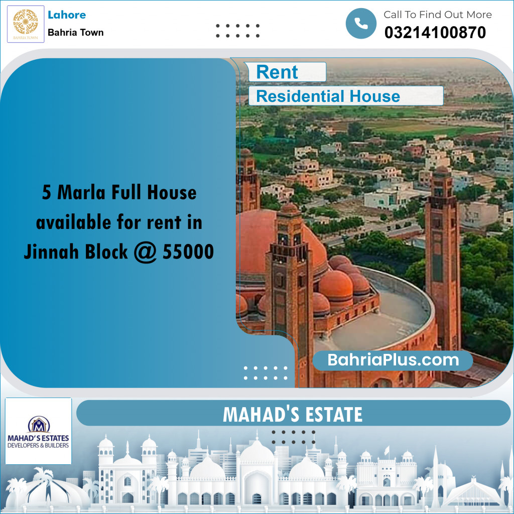 5 Marla Residential House for Rent in Bahria Town, Lahore - (BP-248995)