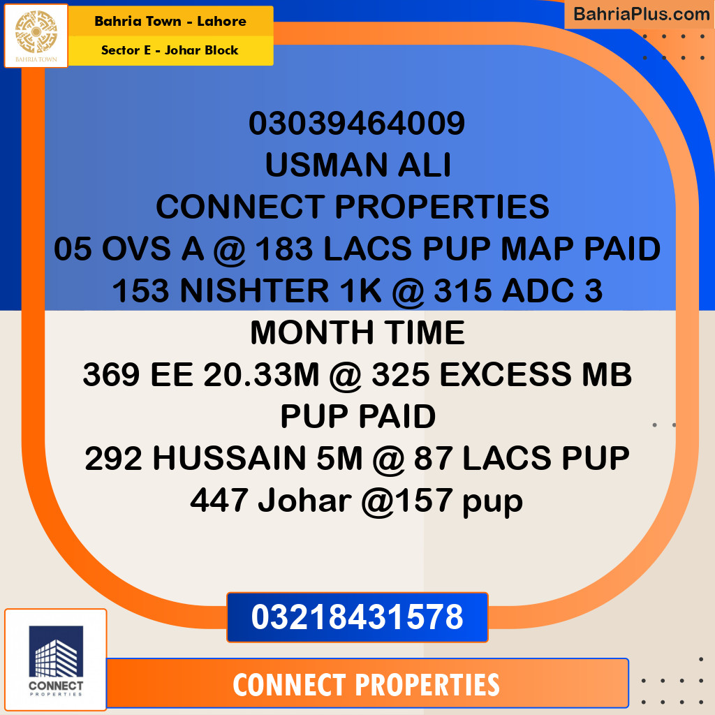 10 Marla Residential Plot for Sale in Sector E - Johar Block - Bahria Town, Lahore - (BP-249027)