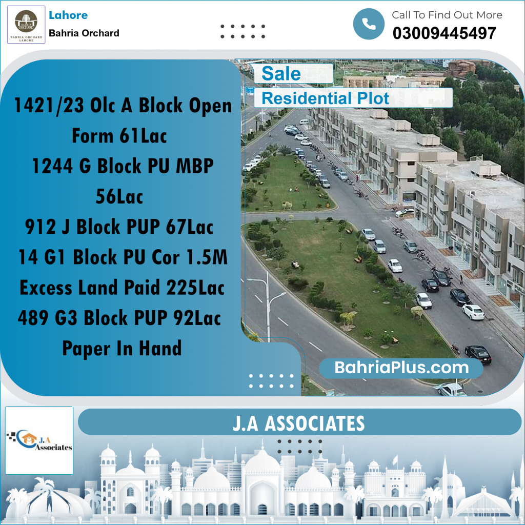 Residential Plot for Sale in Bahria Orchard, Lahore - (BP-249091)
