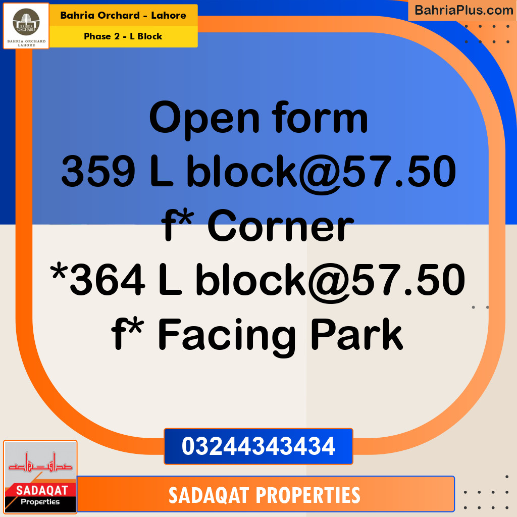 5 Marla Residential Plot for Sale in Phase 2 - L Block -  Bahria Orchard, Lahore - (BP-249161)