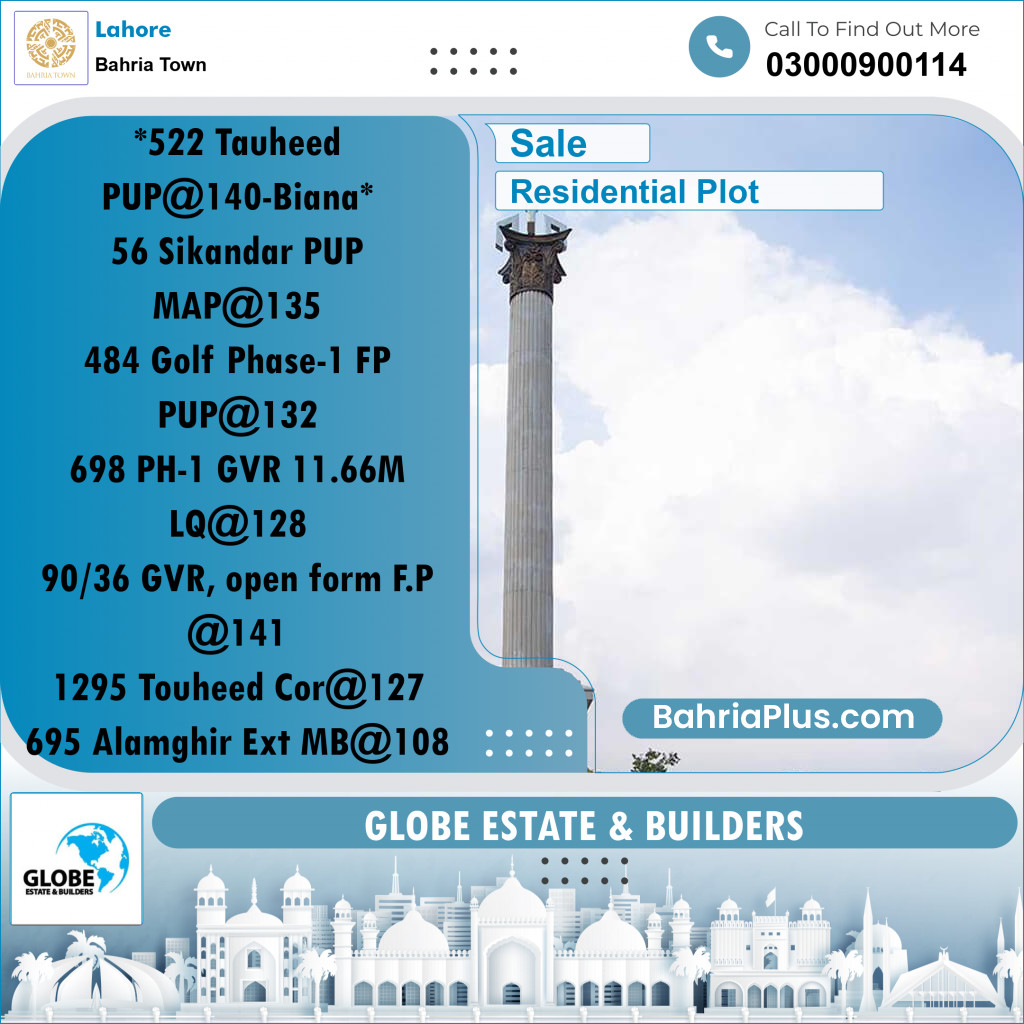 Residential Plot for Sale in Bahria Town, Lahore - (BP-249162)