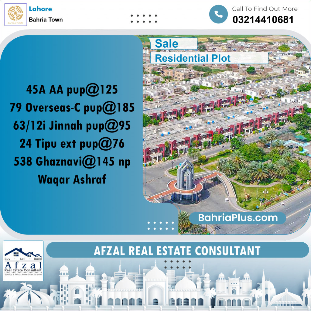 Residential Plot for Sale in Bahria Town, Lahore - (BP-249179)