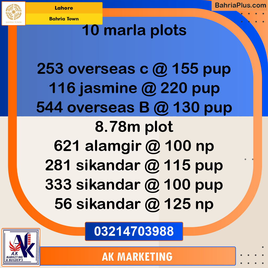 Residential Plot for Sale in Bahria Town, Lahore - (BP-249222)