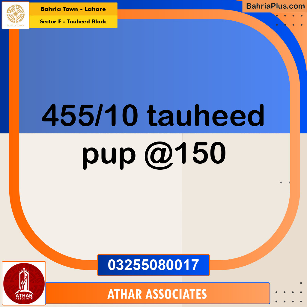 10 Marla Residential Plot for Sale in Sector F - Tauheed Block -  Bahria Town, Lahore - (BP-249249)