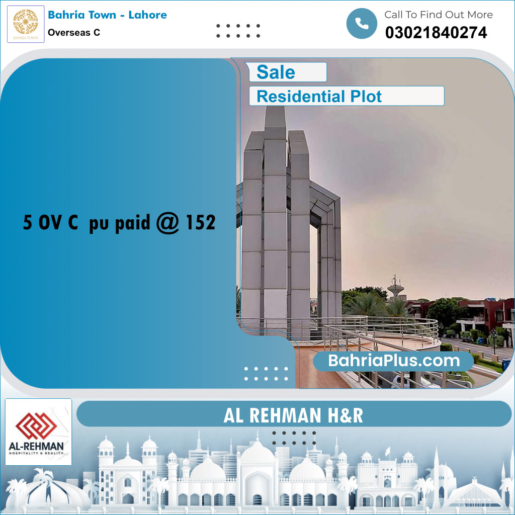 10 Marla Residential Plot for Sale in Overseas C -  Bahria Town, Lahore - (BP-249272)
