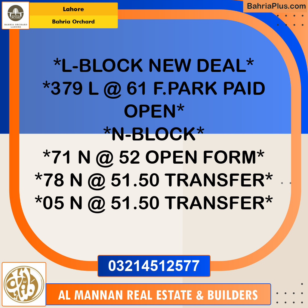5 Marla Residential Plot for Sale in Bahria Orchard, Lahore - (BP-249290)