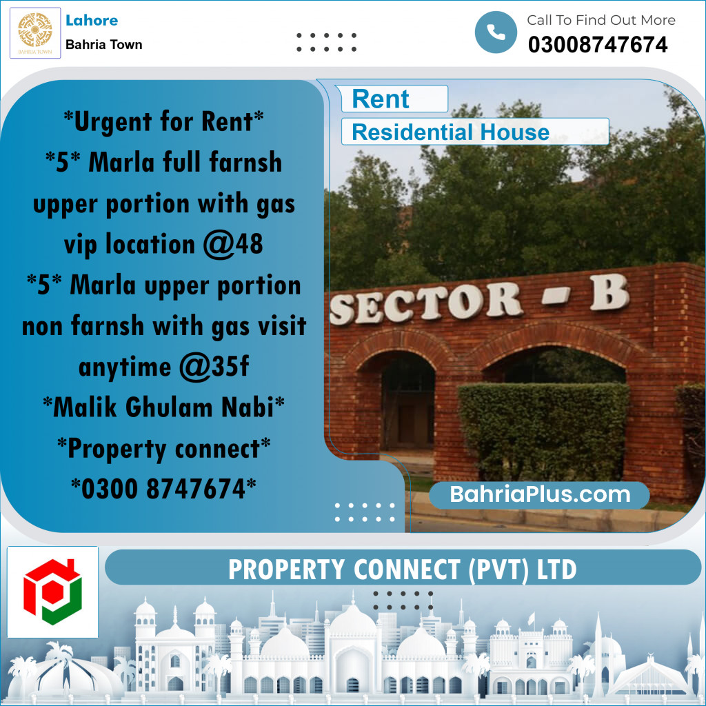 Residential House for Rent in Bahria Town, Lahore - (BP-249312)