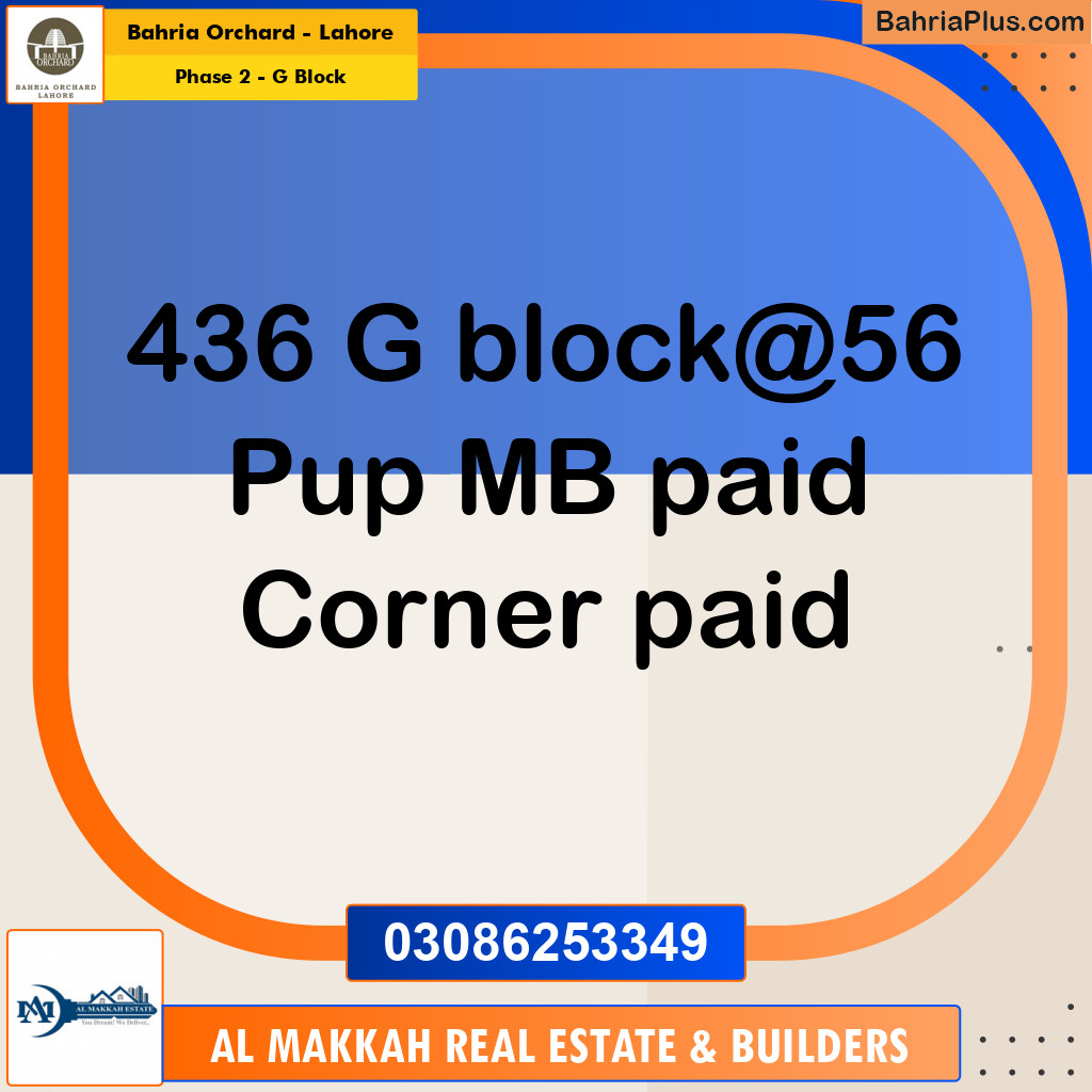 5 Marla Residential Plot for Sale in Phase 2 - G Block -  Bahria Orchard, Lahore - (BP-249315)