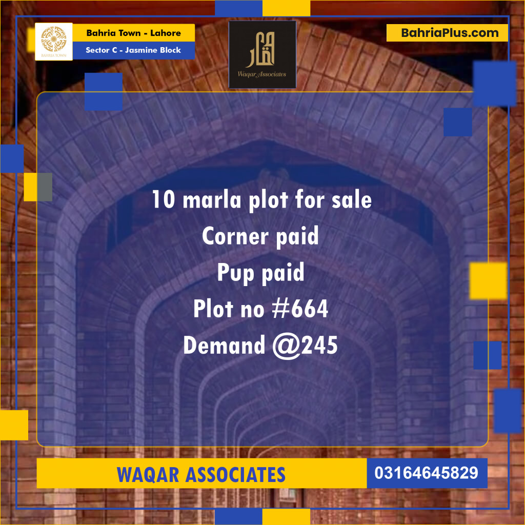 10 Marla Residential Plot for Sale in Sector C - Jasmine Block -  Bahria Town, Lahore - (BP-249319)