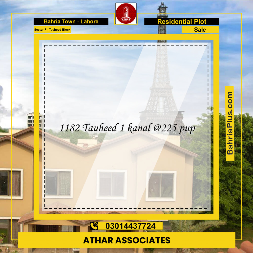 1 Kanal Residential Plot for Sale in Sector F - Tauheed Block -  Bahria Town, Lahore - (BP-249351)