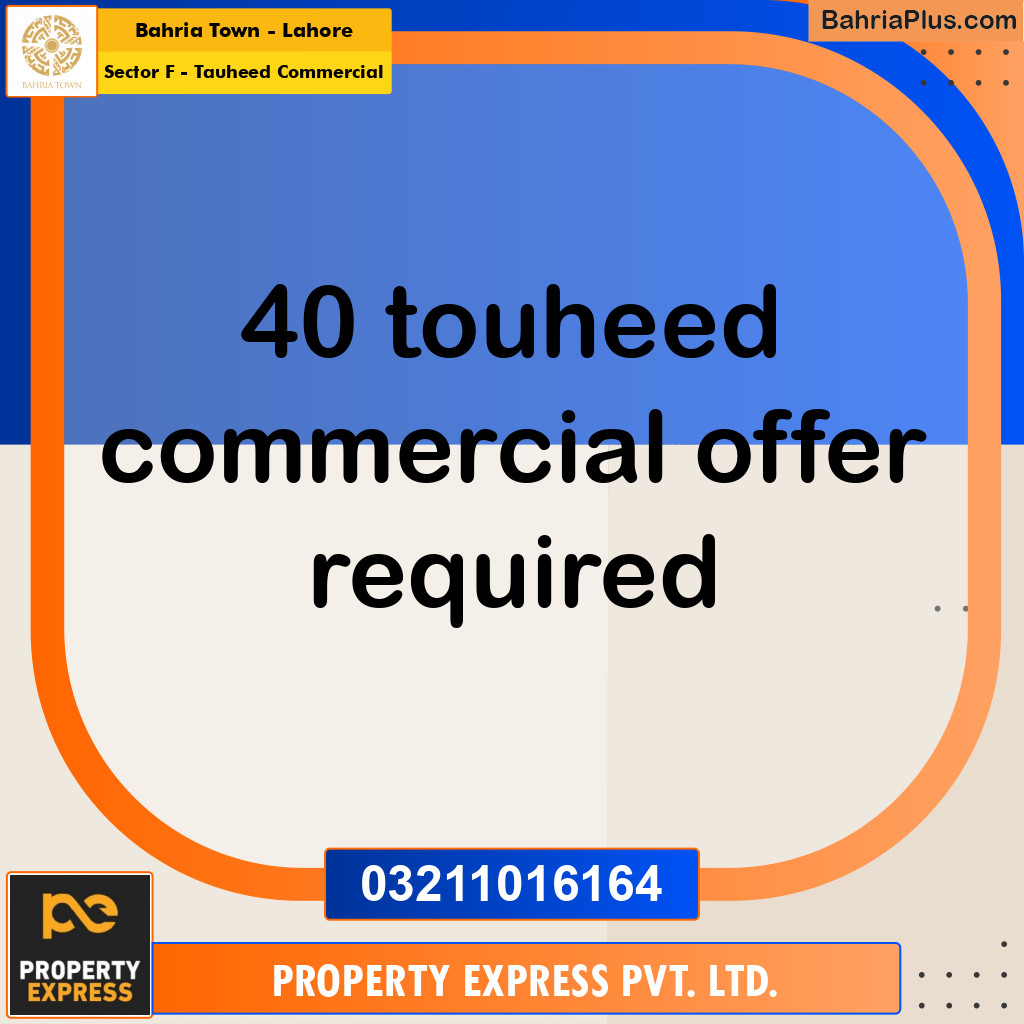 5 Marla Commercial Plot for Sale in Sector F - Tauheed Commercial -  Bahria Town, Lahore - (BP-249375)