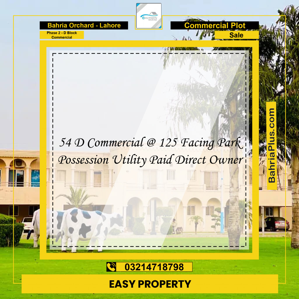 2 Marla Commercial Plot for Sale in Phase 2 - D Block Commercial -  Bahria Orchard, Lahore - (BP-249435)