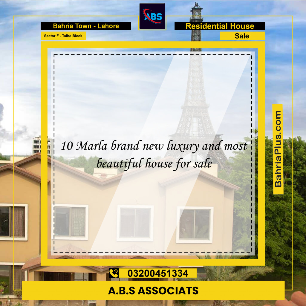 10 Marla Residential House for Sale in Sector F - Talha Block -  Bahria Town, Lahore - (BP-249493)