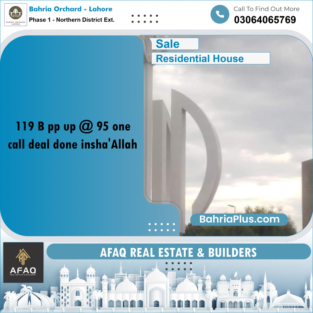 10 Marla Residential House for Sale in Phase 1 - Northern District Ext. -  Bahria Orchard, Lahore - (BP-249495)