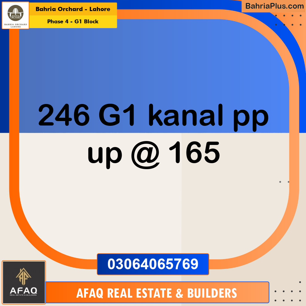 1 Kanal Residential Plot for Sale in Phase 4 - G1 Block -  Bahria Orchard, Lahore - (BP-249498)