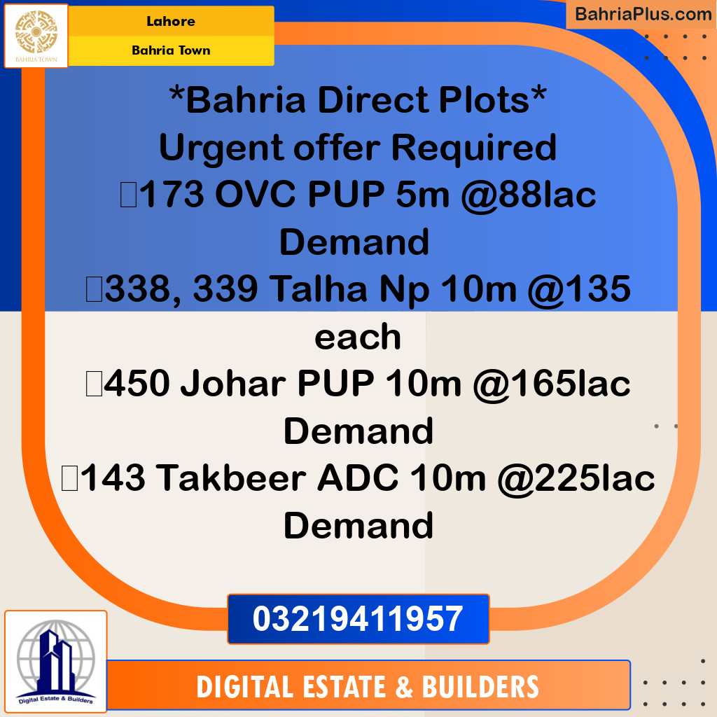 Residential Plot for Sale in Bahria Town, Lahore - (BP-249535)
