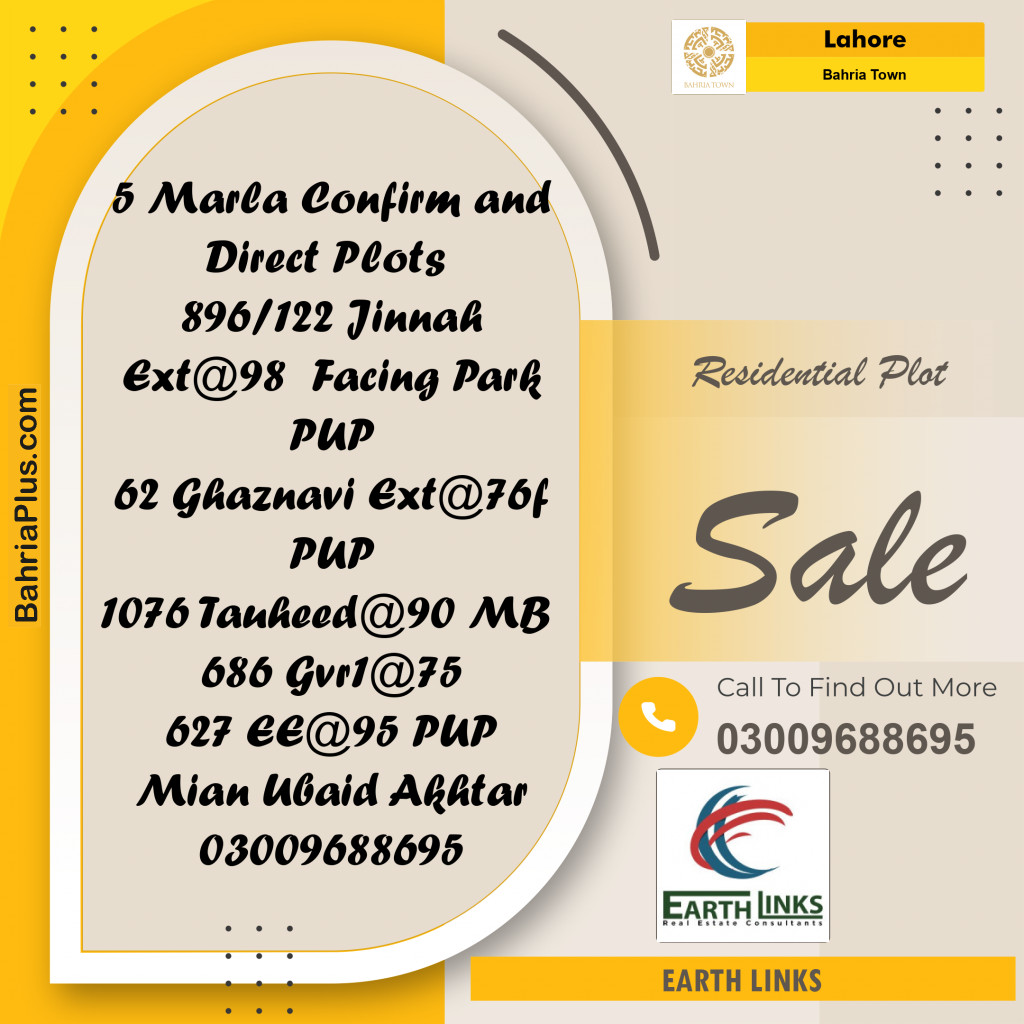 Residential Plot for Sale in Bahria Town, Lahore - (BP-249544)