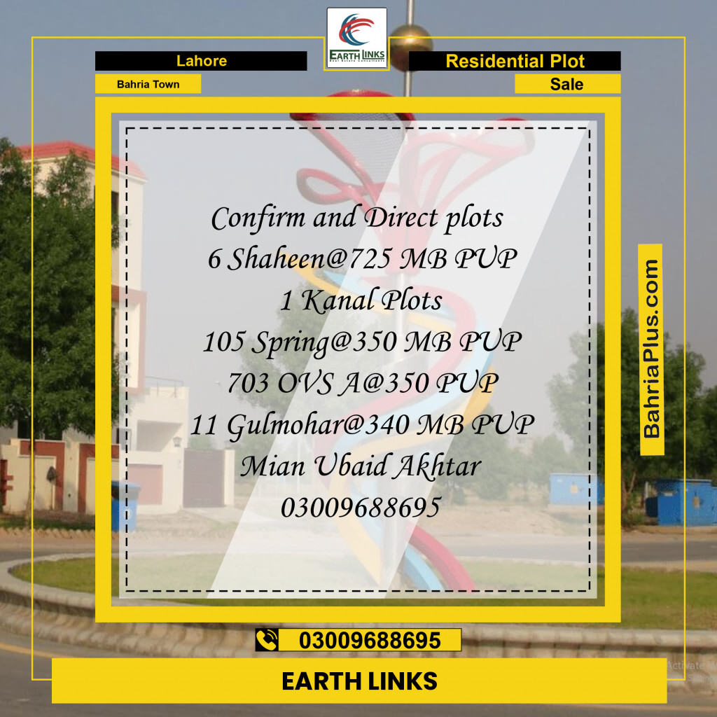Residential Plot for Sale in Bahria Town, Lahore - (BP-249545)