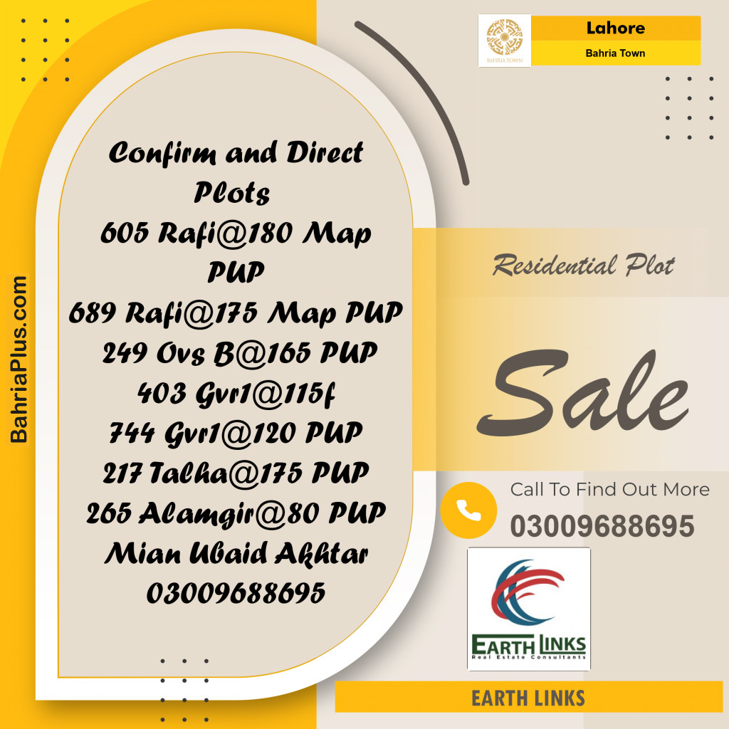 Residential Plot for Sale in Bahria Town, Lahore - (BP-249548)