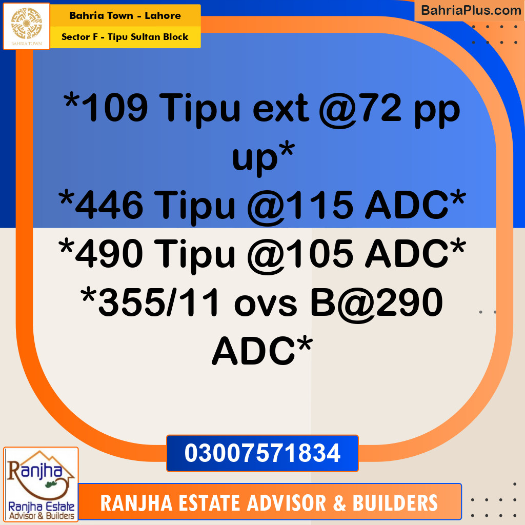 10 Marla Residential Plot for Sale in Sector F - Tipu Sultan Block -  Bahria Town, Lahore - (BP-249571)