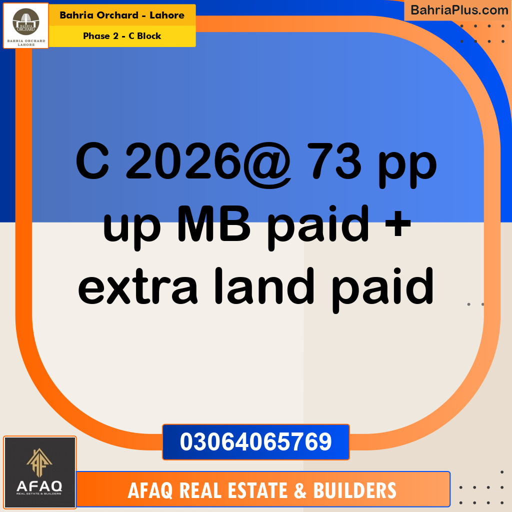 8 Marla Residential Plot for Sale in Phase 2 - C Block -  Bahria Orchard, Lahore - (BP-249579)
