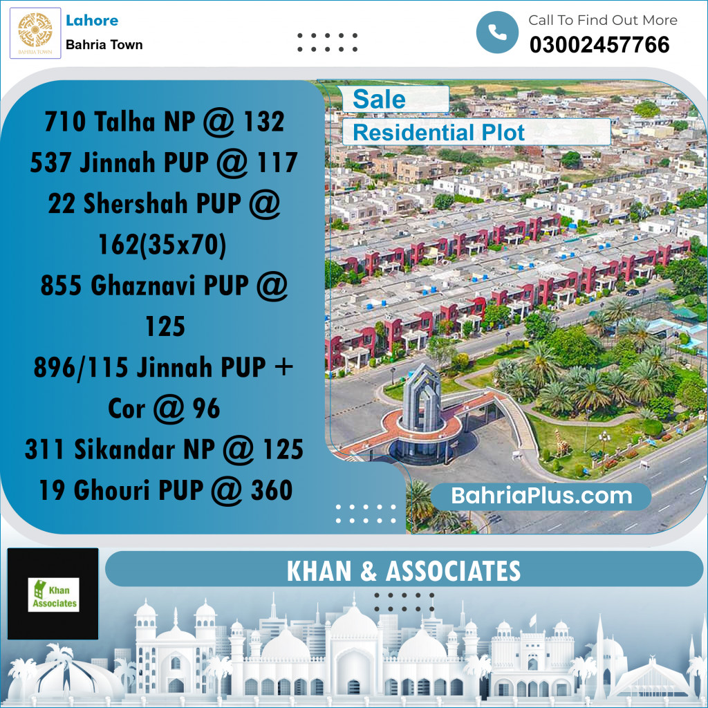 Residential Plot for Sale in Bahria Town, Lahore - (BP-249625)