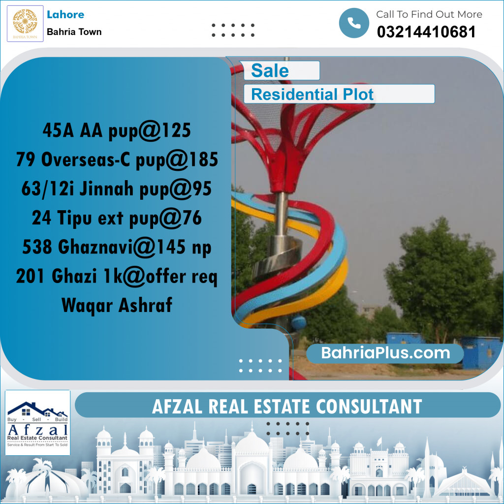Residential Plot for Sale in Bahria Town, Lahore - (BP-249628)