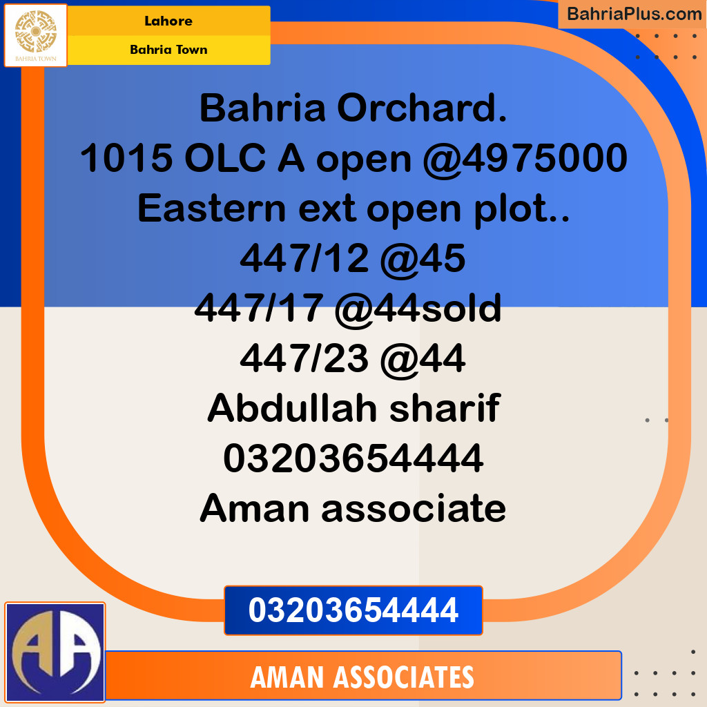 Residential Plot for Sale in Bahria Town, Lahore - (BP-249651)