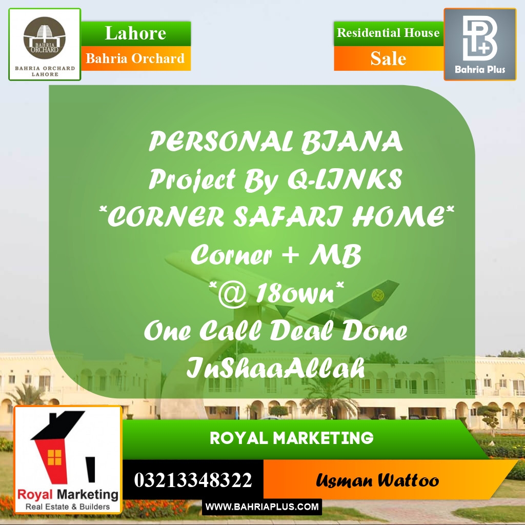 Residential House for Sale in Bahria Orchard, Lahore - (BP-249655)