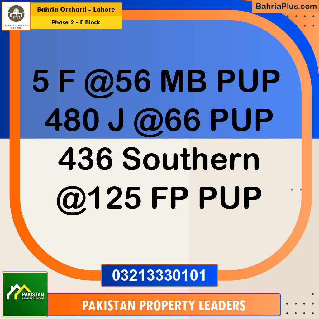 5 Marla Residential Plot for Sale in Phase 2 - F Block -  Bahria Orchard, Lahore - (BP-249676)
