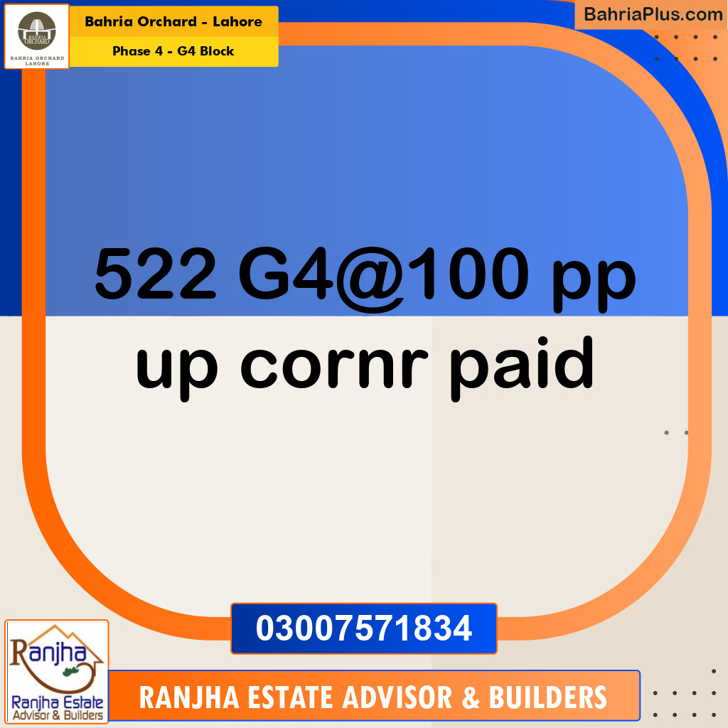 10 Marla Residential Plot for Sale in Phase 4 - G4 Block -  Bahria Orchard, Lahore - (BP-249683)