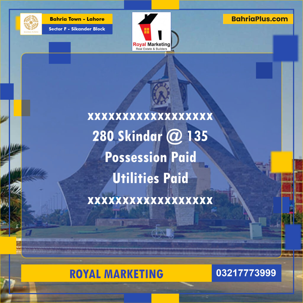 10 Marla Residential Plot for Sale in Sector F - Sikander Block -  Bahria Town, Lahore - (BP-249687)