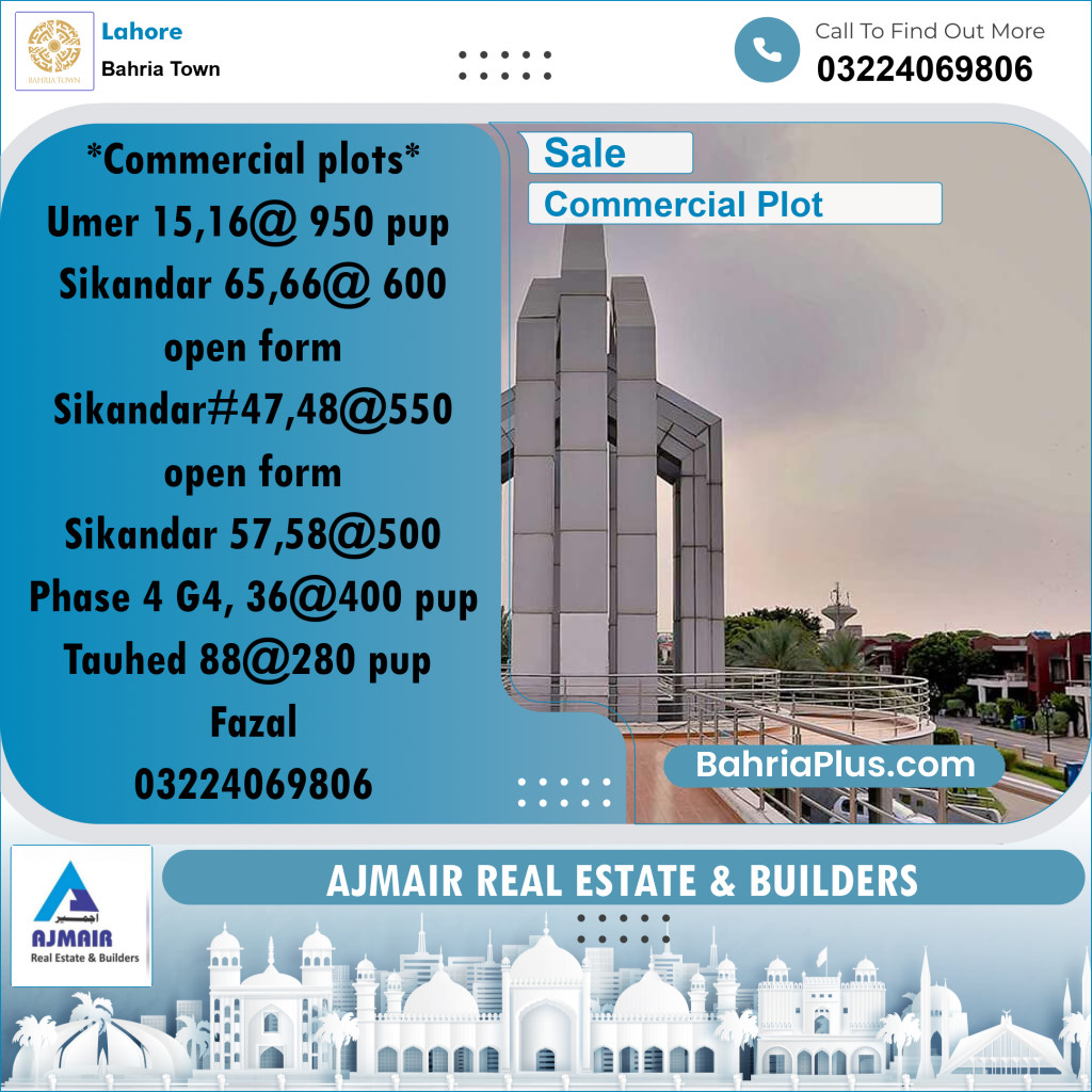 Commercial Plot for Sale in Bahria Town, Lahore - (BP-249786)