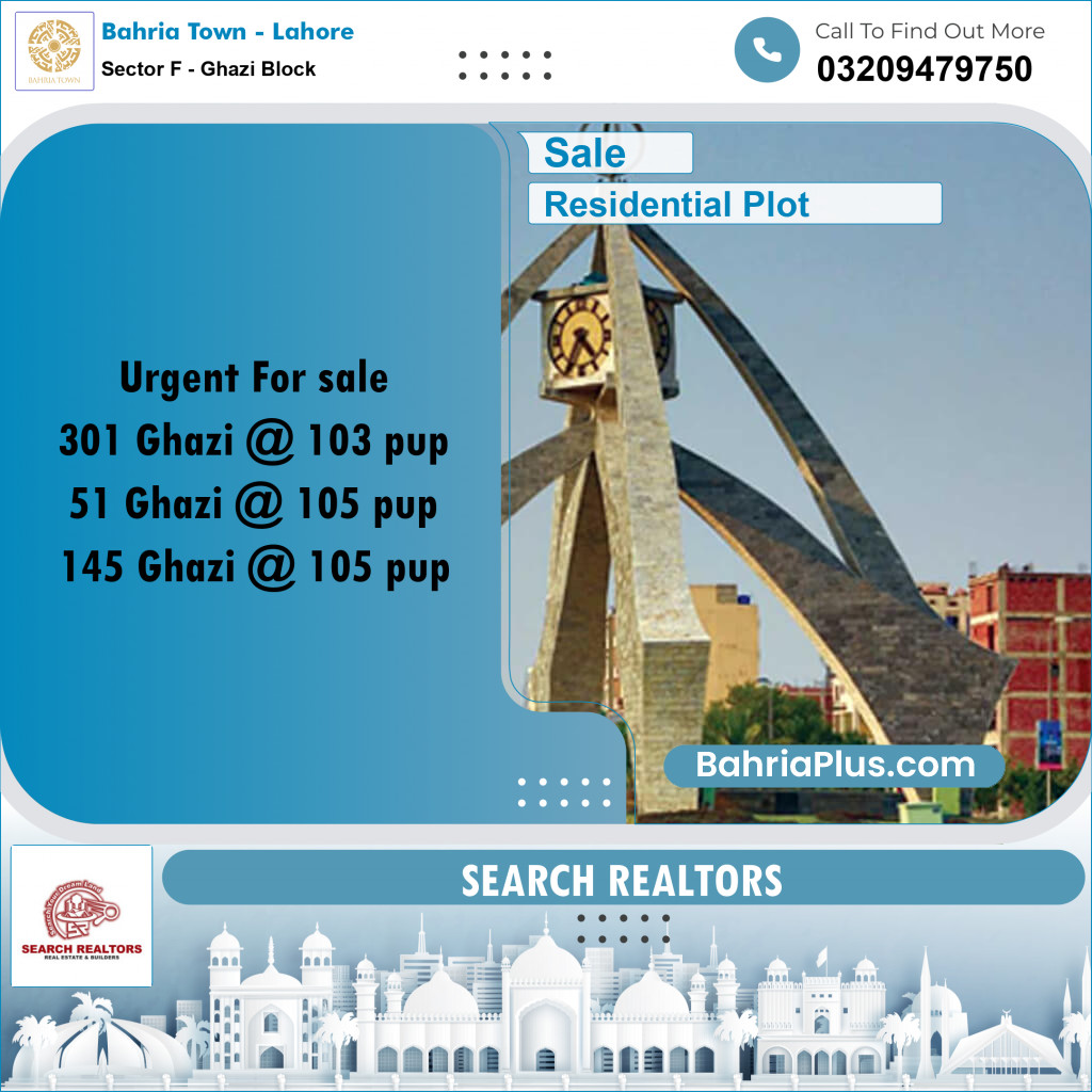 10 Marla Residential Plot for Sale in Sector F - Ghazi Block -  Bahria Town, Lahore - (BP-249867)