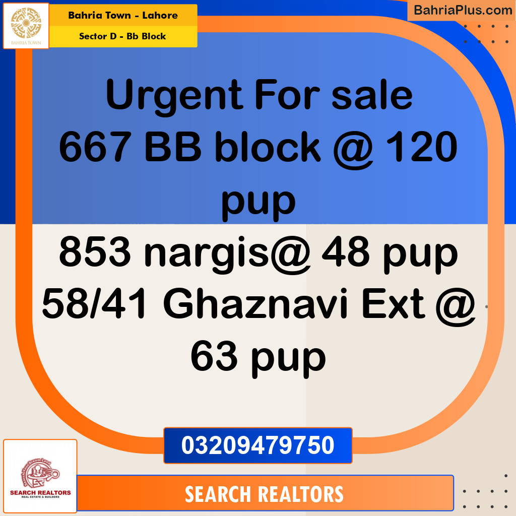 5 Marla Residential Plot for Sale in Sector D - BB Block -  Bahria Town, Lahore - (BP-249868)
