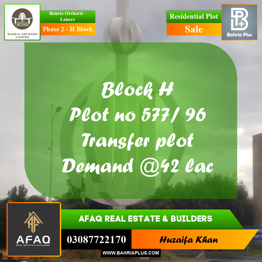 5 Marla Residential Plot for Sale in Phase 2 - H Block -  Bahria Orchard, Lahore - (BP-249954)
