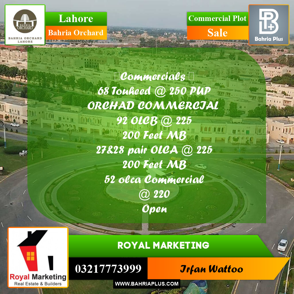 Commercial Plot for Sale in Bahria Orchard, Lahore - (BP-249983)
