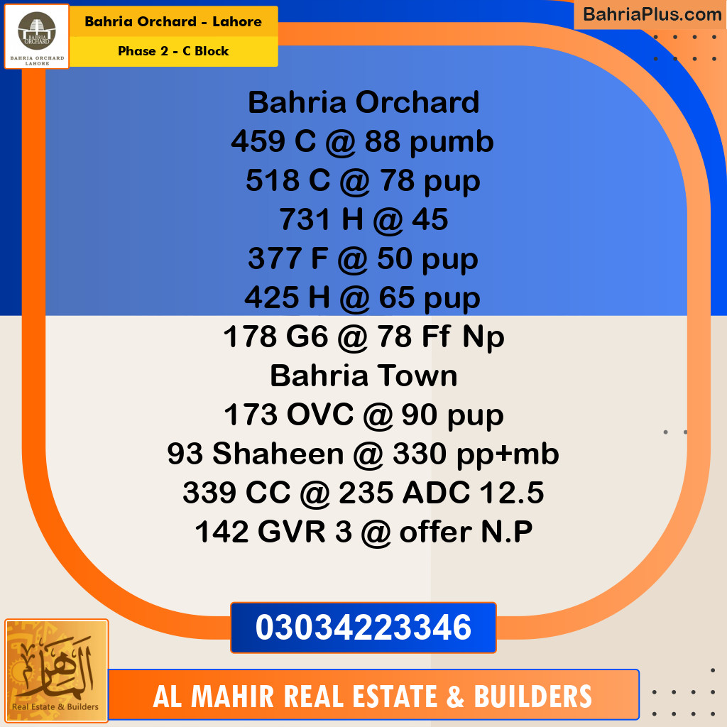 Residential Plot for Sale in Phase 2 - C Block -  Bahria Orchard, Lahore - (BP-249987)