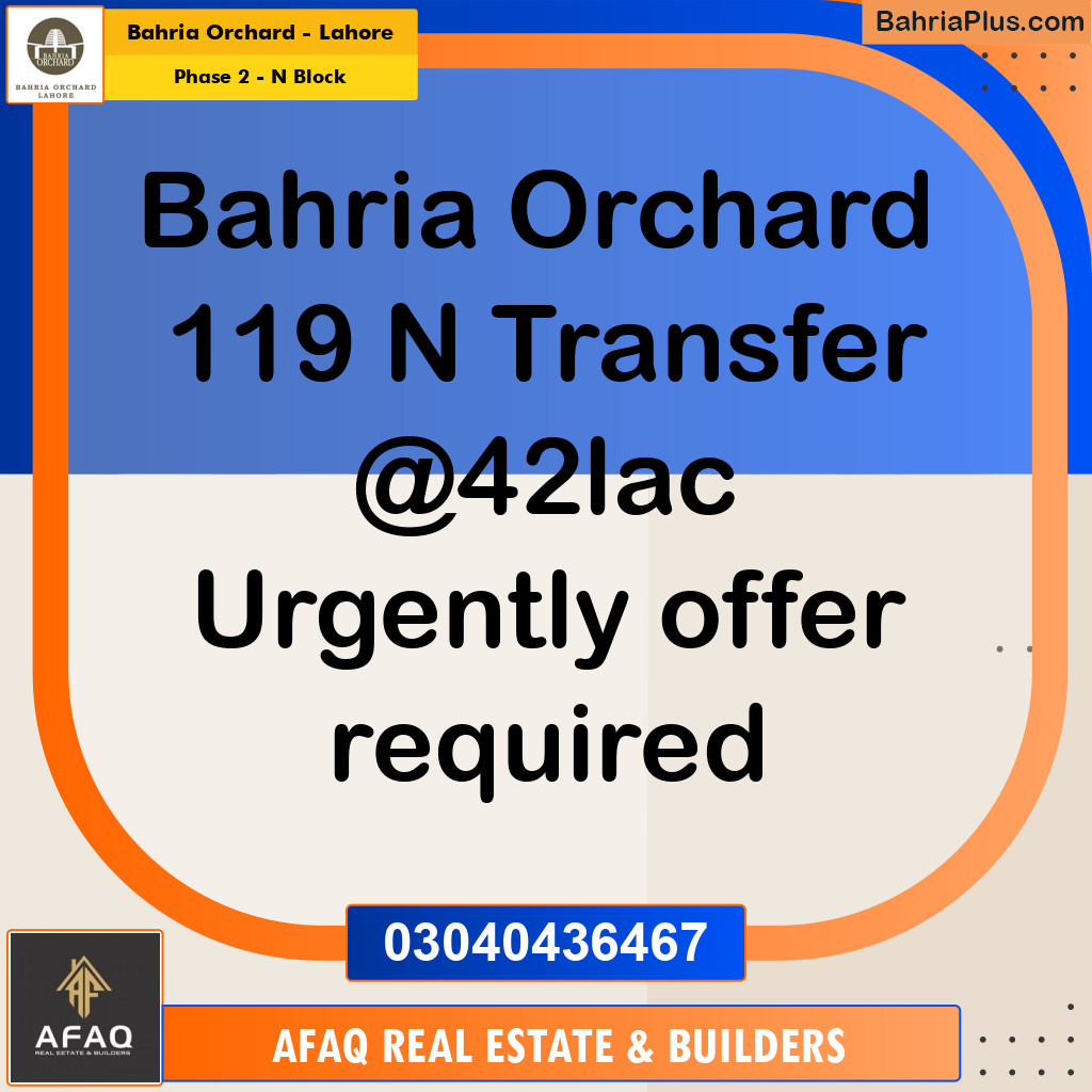 5 Marla Residential Plot for Sale in Phase 2 - N Block -  Bahria Orchard, Lahore - (BP-250009)