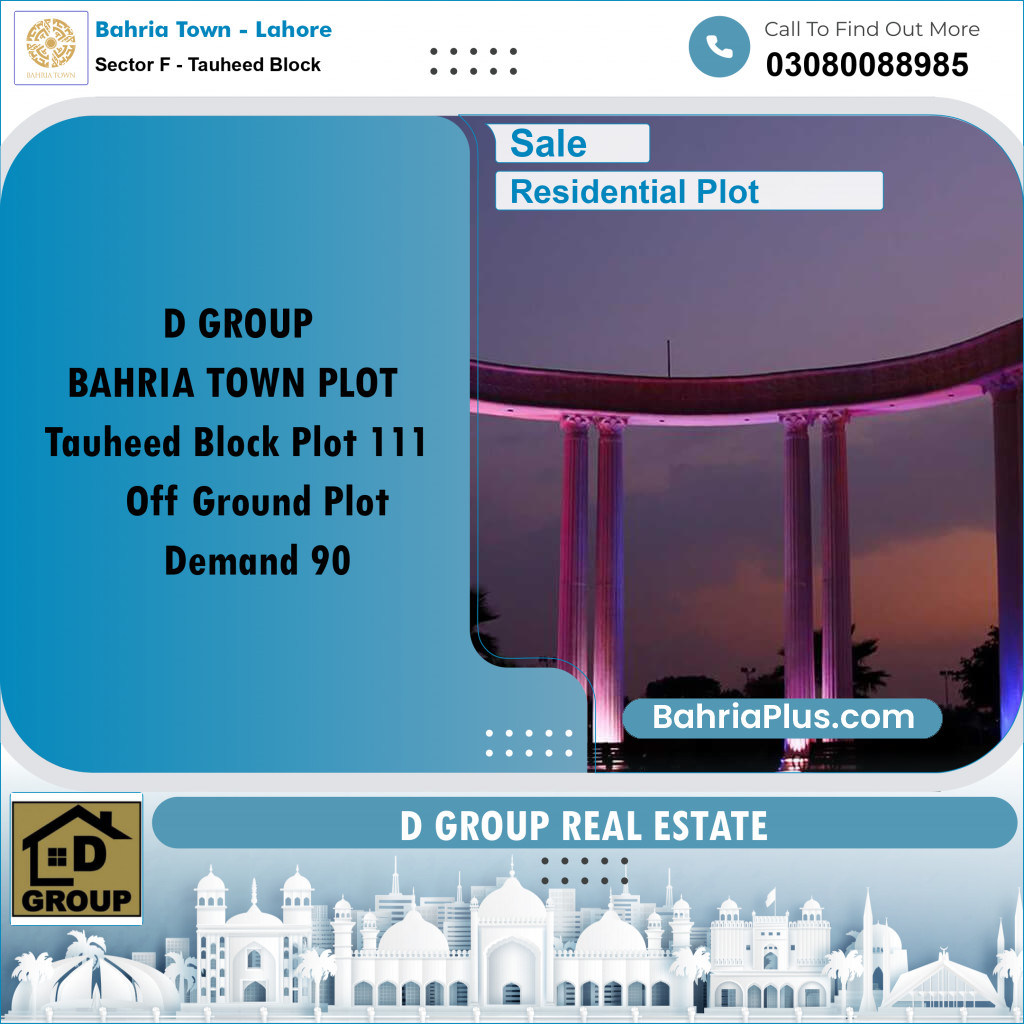 Residential Plot for Sale in Sector F - Tauheed Block -  Bahria Town, Lahore - (BP-250019)