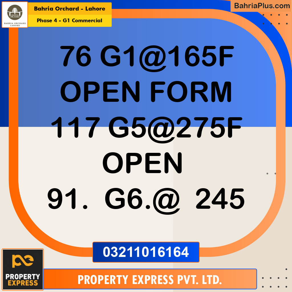 5 Marla Commercial Plot for Sale in Phase 4 - G1 Commercial -  Bahria Orchard, Lahore - (BP-250083)