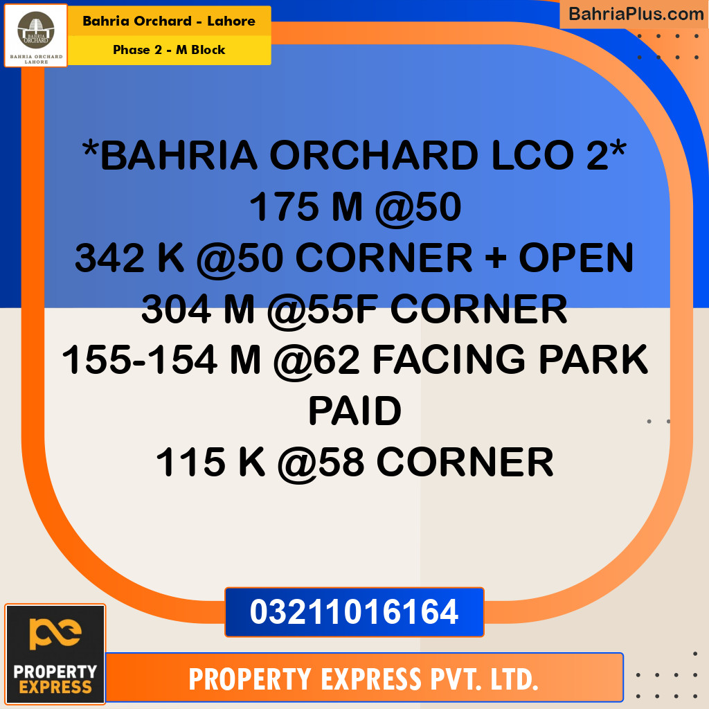 5 Marla Residential Plot for Sale in Phase 2 - M Block -  Bahria Orchard, Lahore - (BP-250084)