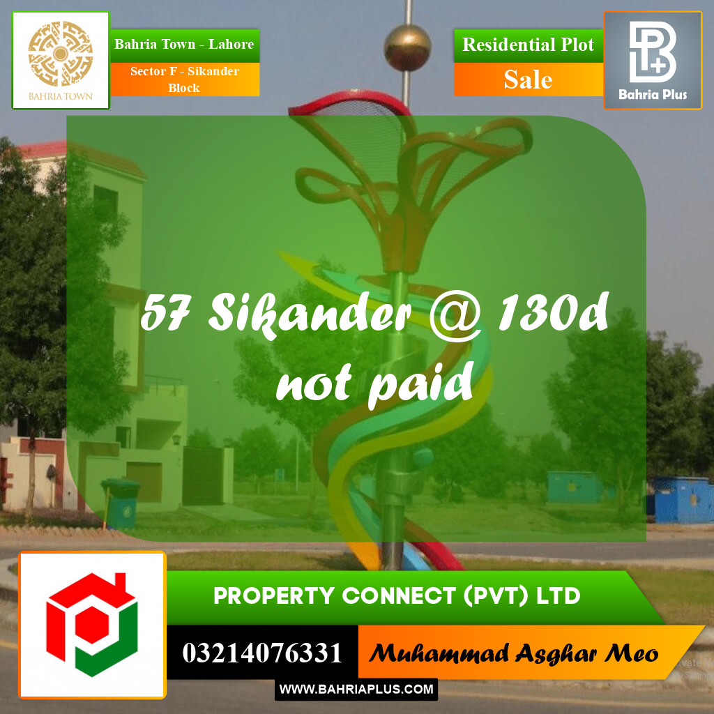 10 Marla Residential Plot for Sale in Sector F - Sikander Block -  Bahria Town, Lahore - (BP-250130)