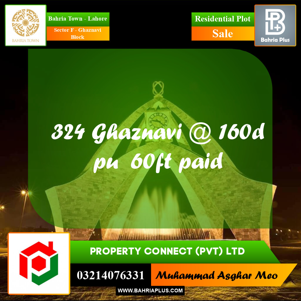 10 Marla Residential Plot for Sale in Sector F - Ghaznavi Block -  Bahria Town, Lahore - (BP-250132)